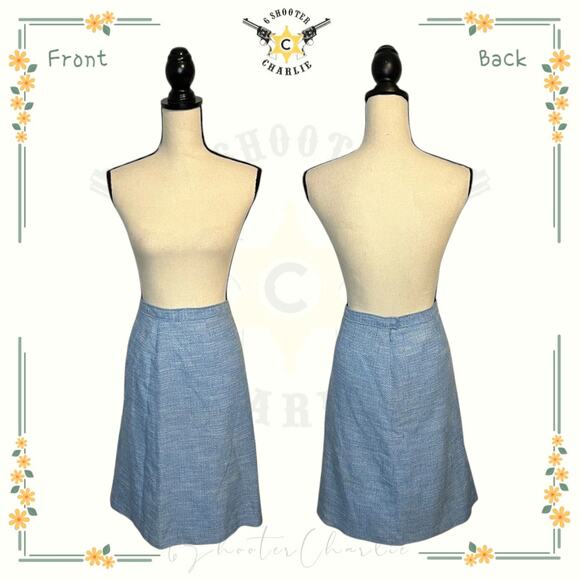 Vintage 80s Kasper Women’s Sz 14P Blue Tweed Classic Lined Pencil Skirt - Picture 1 of 6